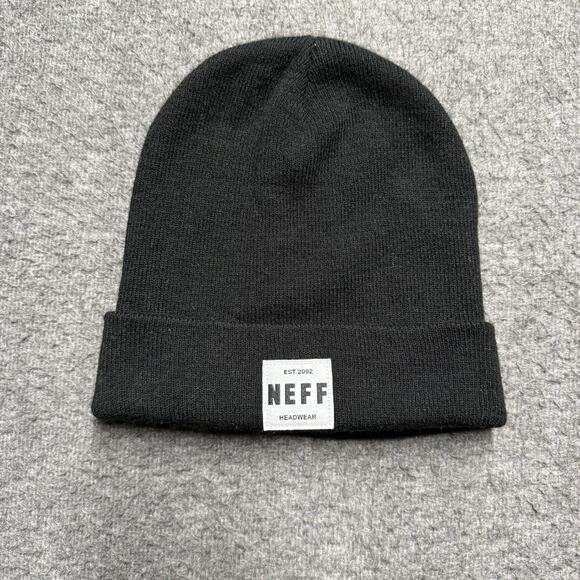 NEFF Beanie Hat Unisex One Size Black Logo Stretch Men Skully - Picture 1 of 4